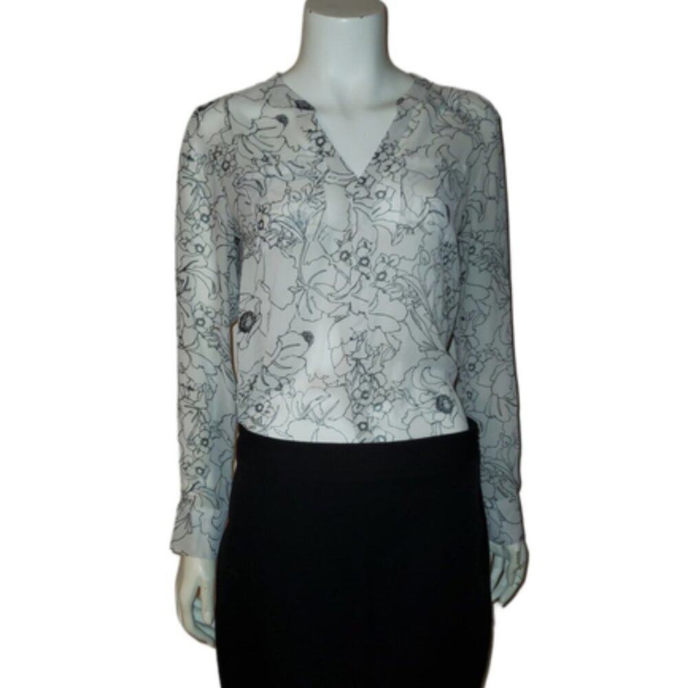 Ann Taylor Sheer Printed Blouse || XS